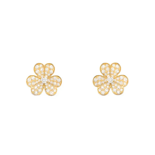 Noble Frivole Gold Flower Diamond Earrings
