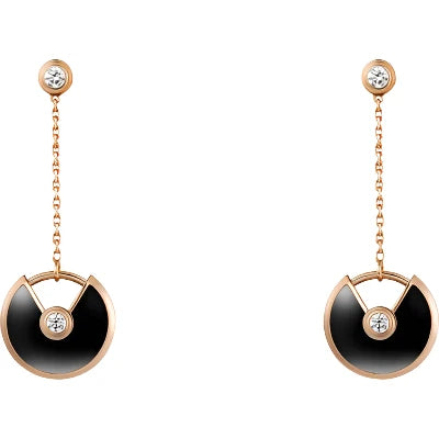 Noble Amulette Drop Earrings Onyx Rose Gold